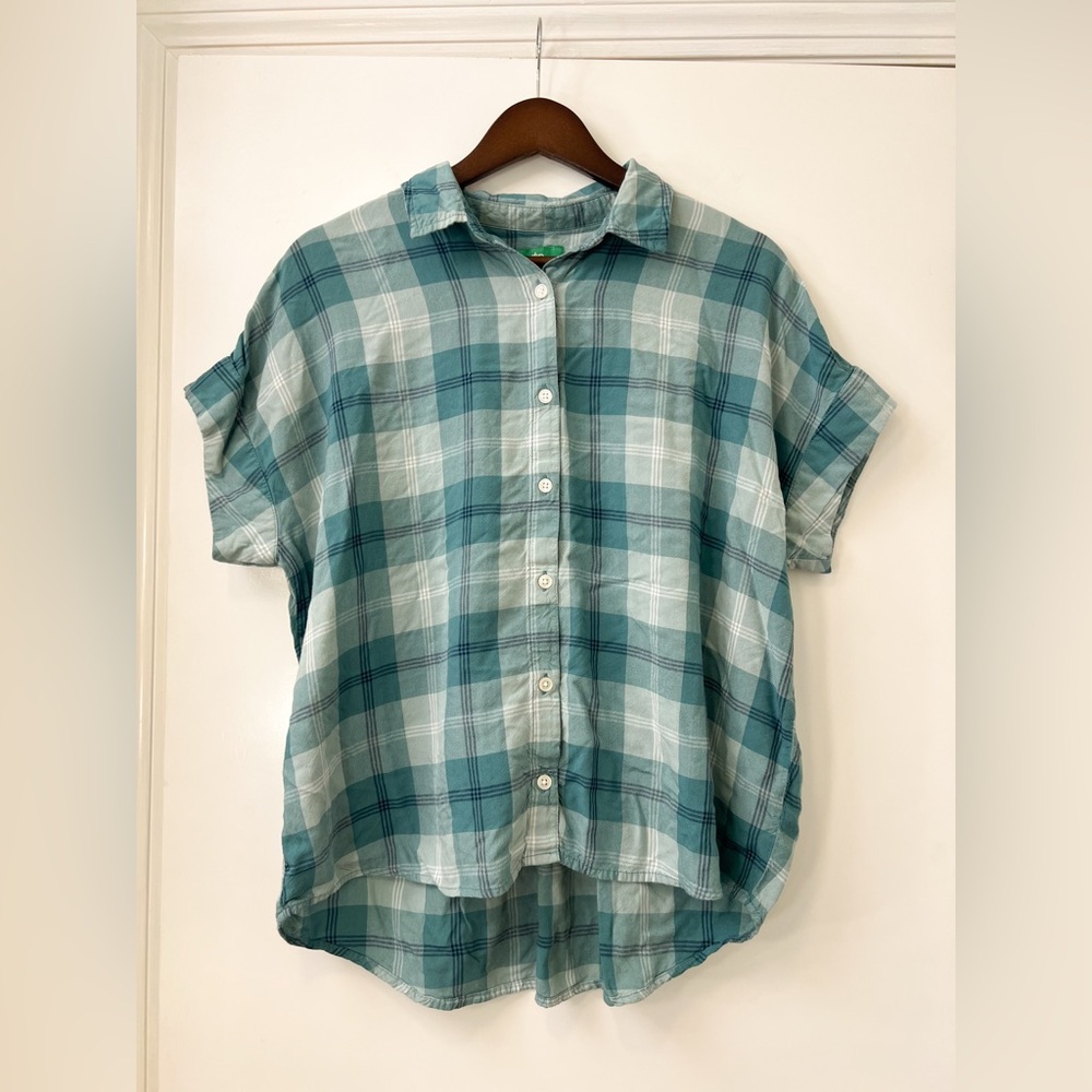 💚 Green plaid tunic shirt - M